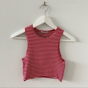 Zara red white stripped tank top